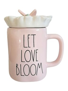 Rae Dunn Pink Topper Mug with Floral Lid - NWT